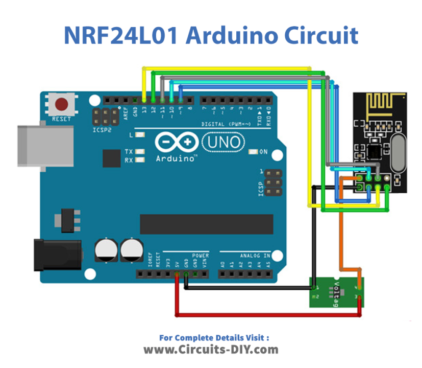 NRF24L01 Wireless Transceiver Arduino Circuit