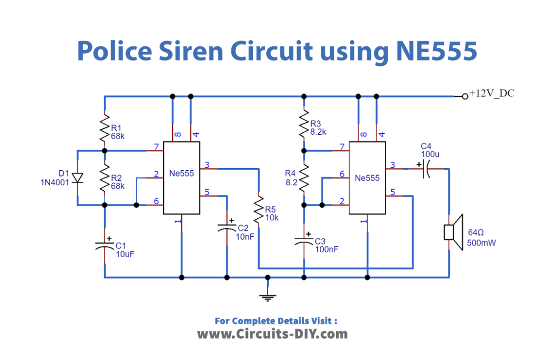 Police Siren Circuit using NE555