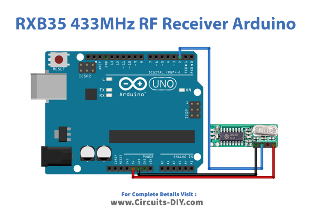 RXB61 315-433MHz RF Receiver Module Arduino Circuit