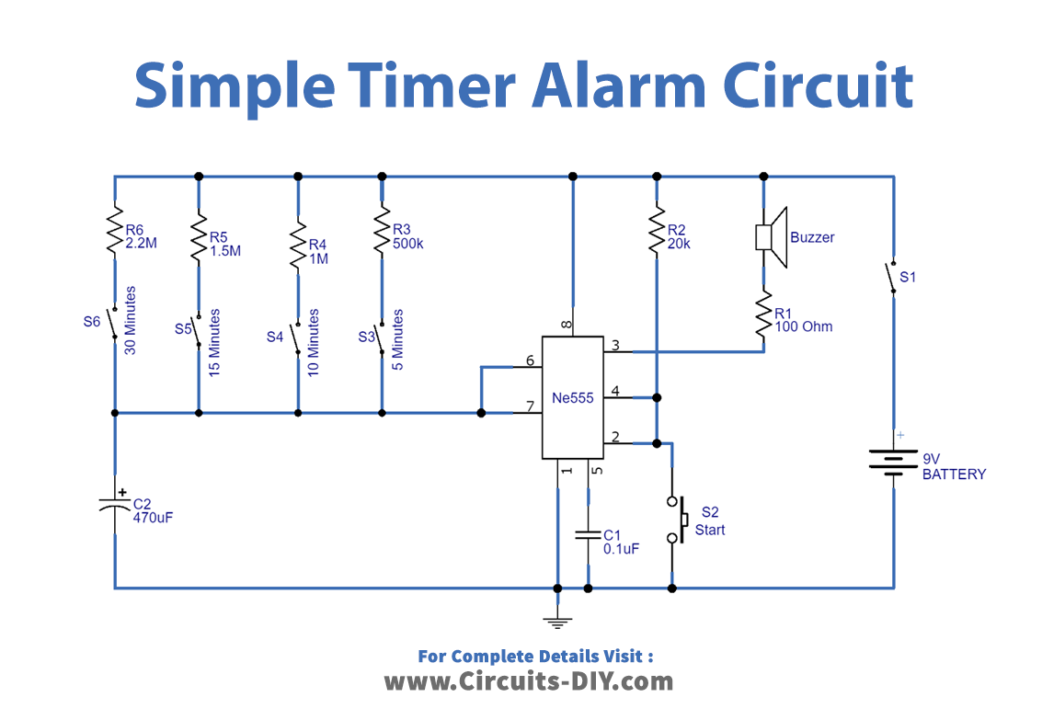 Simple-Timer-Alarm-Circuit-using-IC-555-diagram-schematic