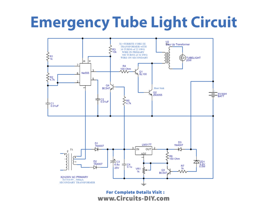Automatic Emergency Tube Light Circuit