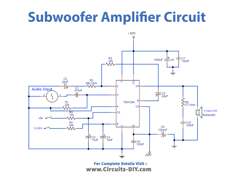 TDA7294 Subwoofer Amplifier Circuit