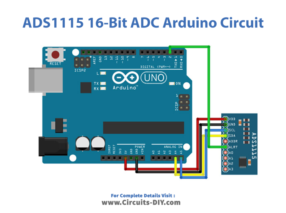 ADS1115 16-Bit ADC Arduino Circuit