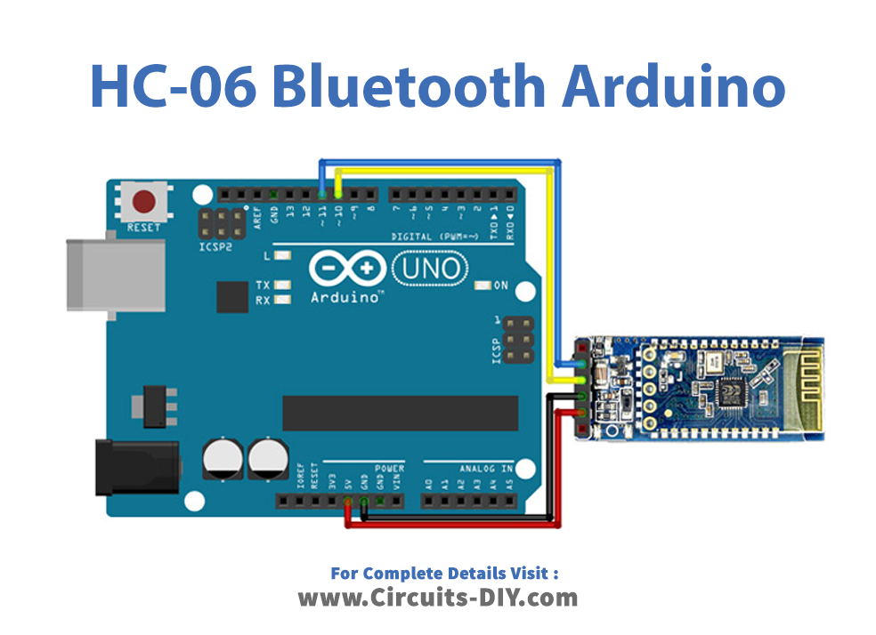 HC-06 Bluetooth Wireless Module Arduino Circuit