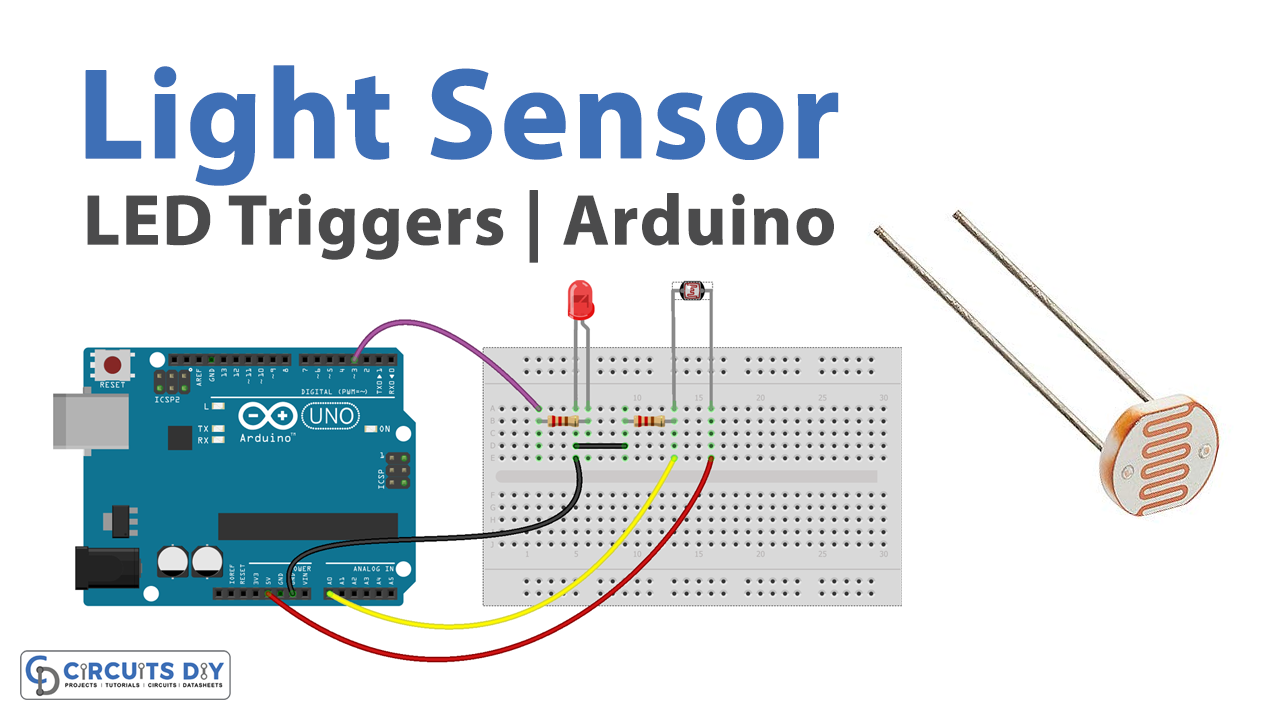 Light Sensor Triggers LED - Arduino Tutorial