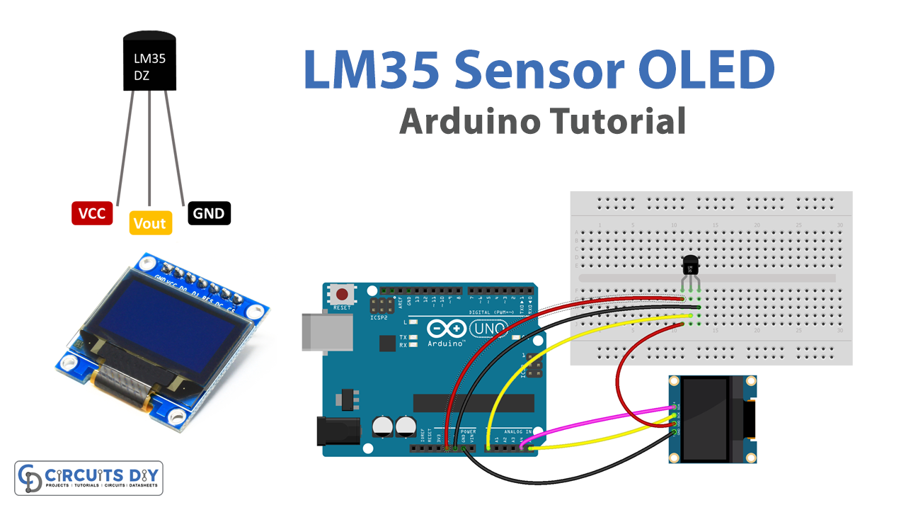 Display Temperature from LM35 Sensor on OLED - Arduino Tutorial