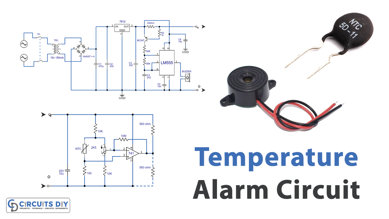 Temperature Alarm Circuit 555 & LM741