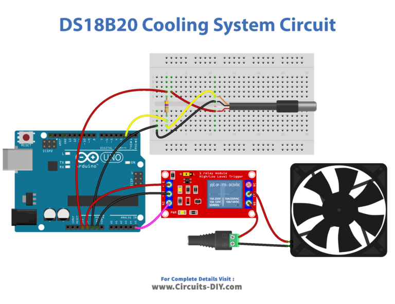 Arduino - Cooling System using DS18B20 Temperature Sensor