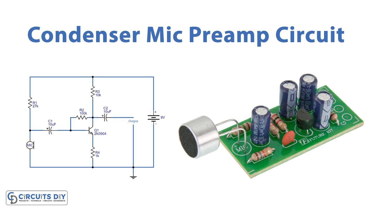 Simple Condenser Mic Preamp Circuit using 2N3904