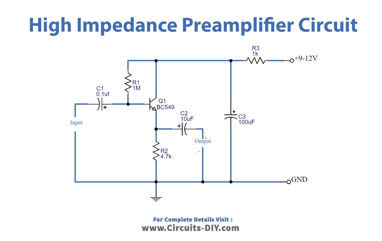 High Impedance Preamplifier using a Transistor