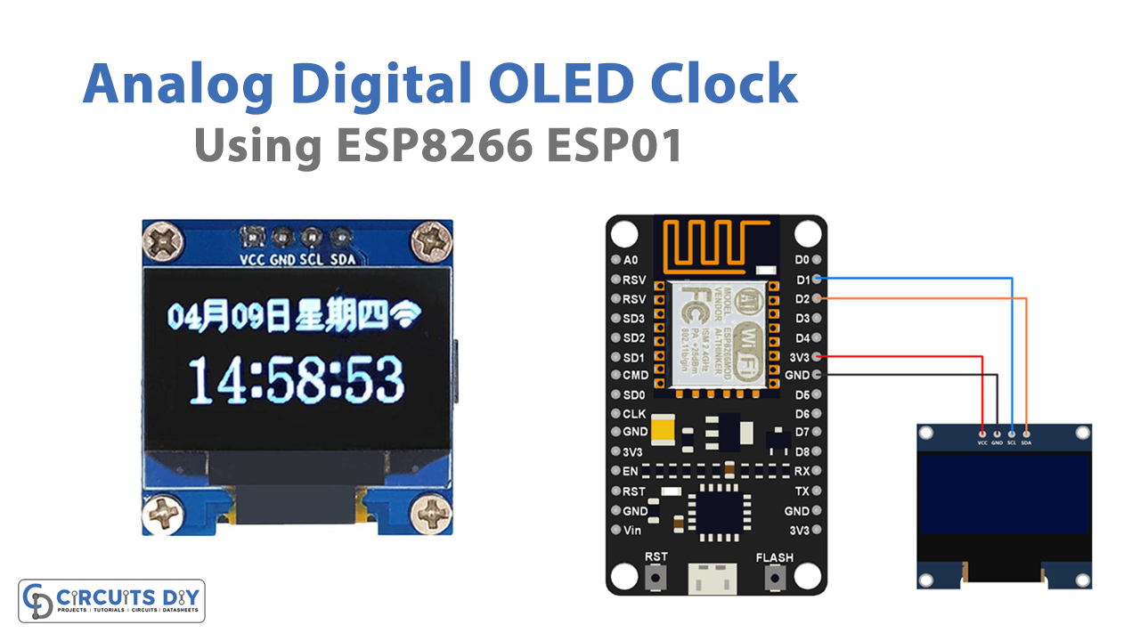 IoT-Based Analog Digital OLED Clock using ESP8266 ESP01