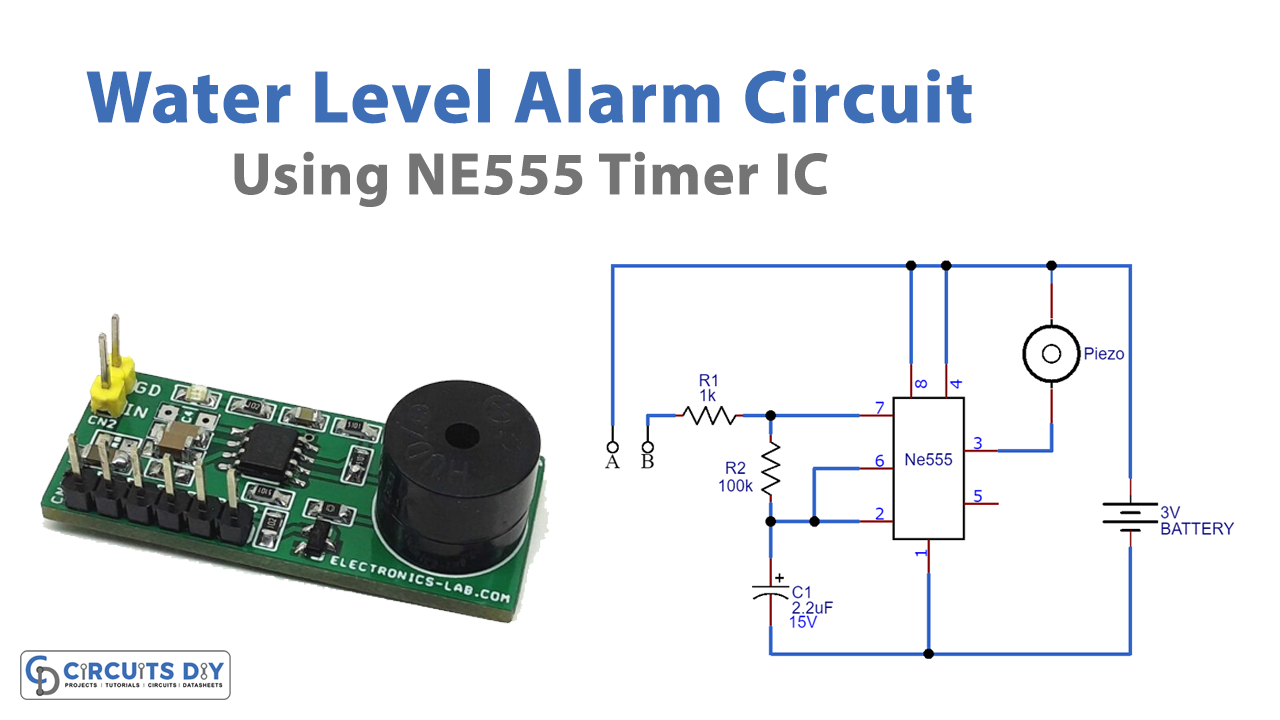 Water level Alarm Circuit Using NE555