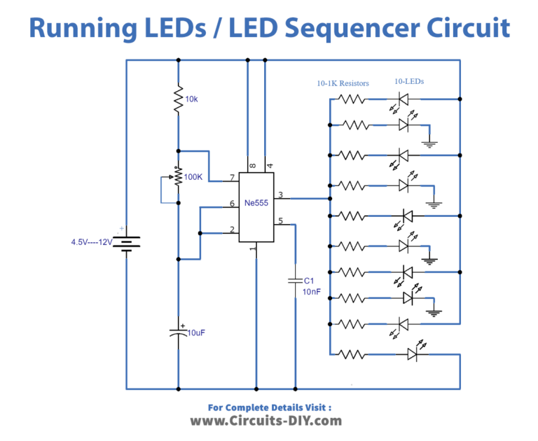 Running LEDs / LED Sequencer Using 555 timer IC