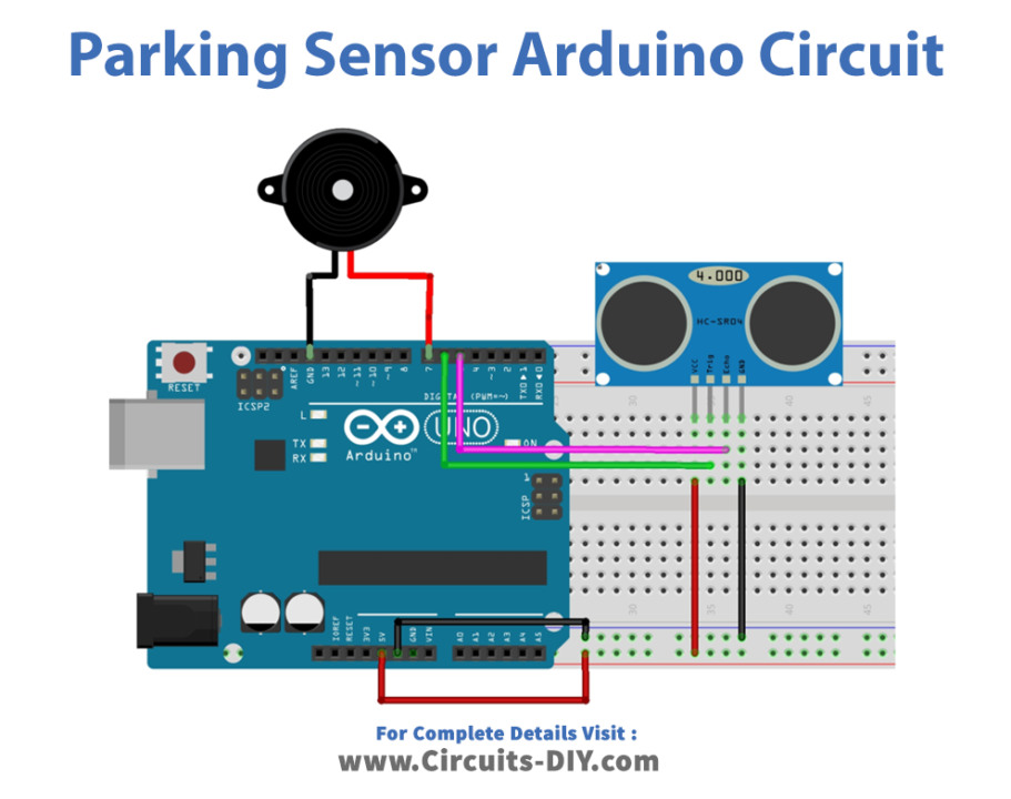 Parking Sensor Arduino Circuit