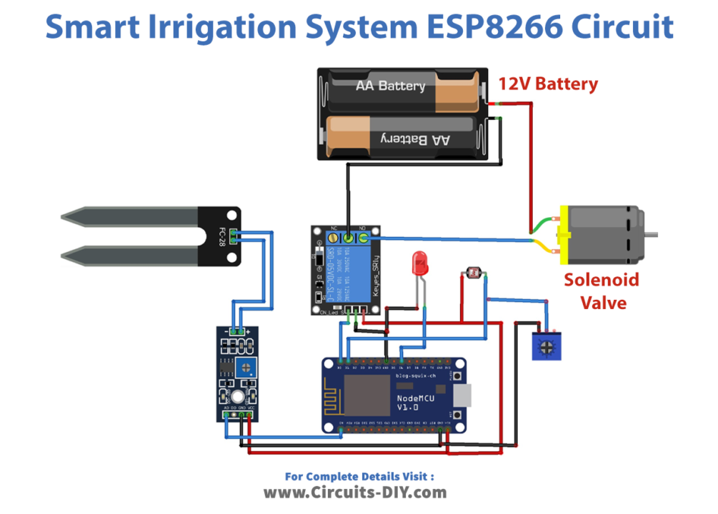 Smart Irrigation System ESP8266 Circuit
