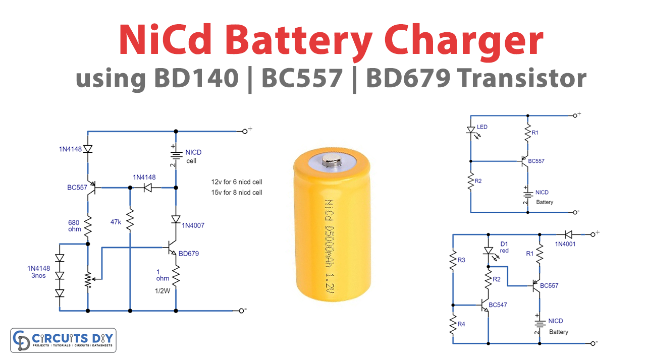 NiCd Battery Charger Circuit using Transistors