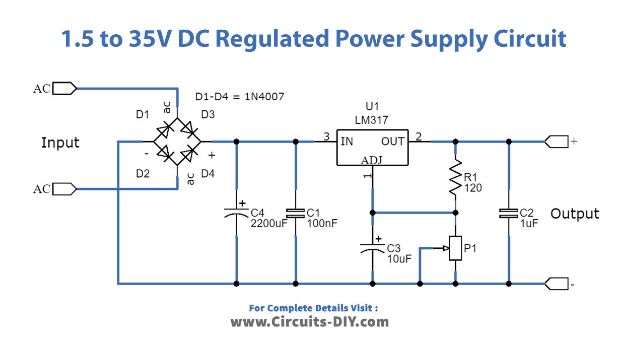1.2 to 35 Volt DC Regulated Power Supply