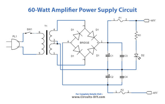 60-Watt Audio Power Amplifier Circuit using