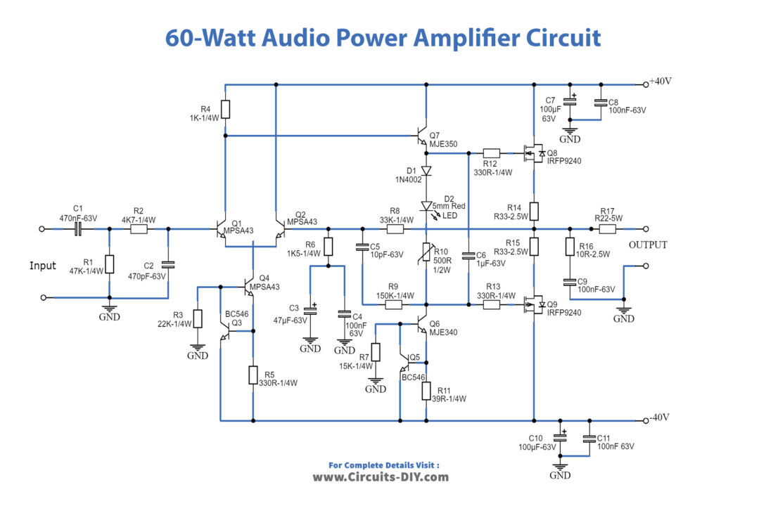 60-Watt Audio Power Amplifier Circuit