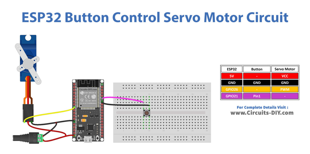 ESP32 Button Control Servo Motor Circuit