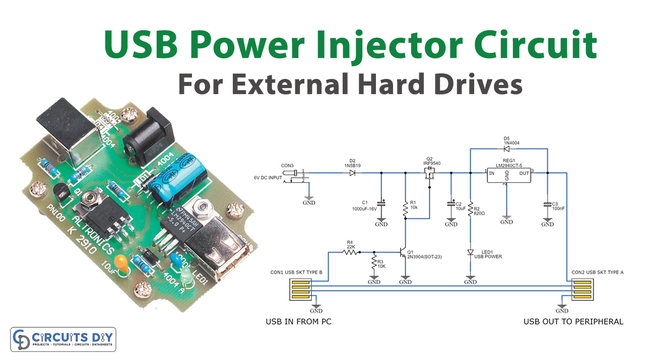 USB Power Injector Circuit For External Hard Drive